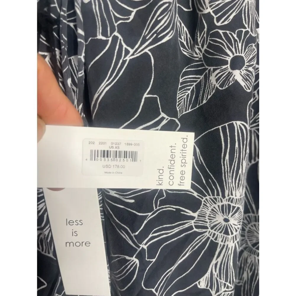 $178 Unsubscribed silk black floral maxi dress NWT XS